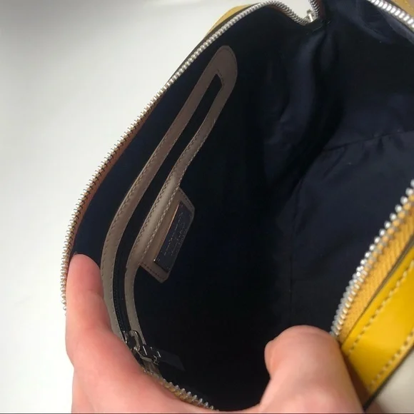 NEW Claudia Firenze Italian Color-block Leather Mustard Satchel Crossbody Purse - Picture 8 of 14